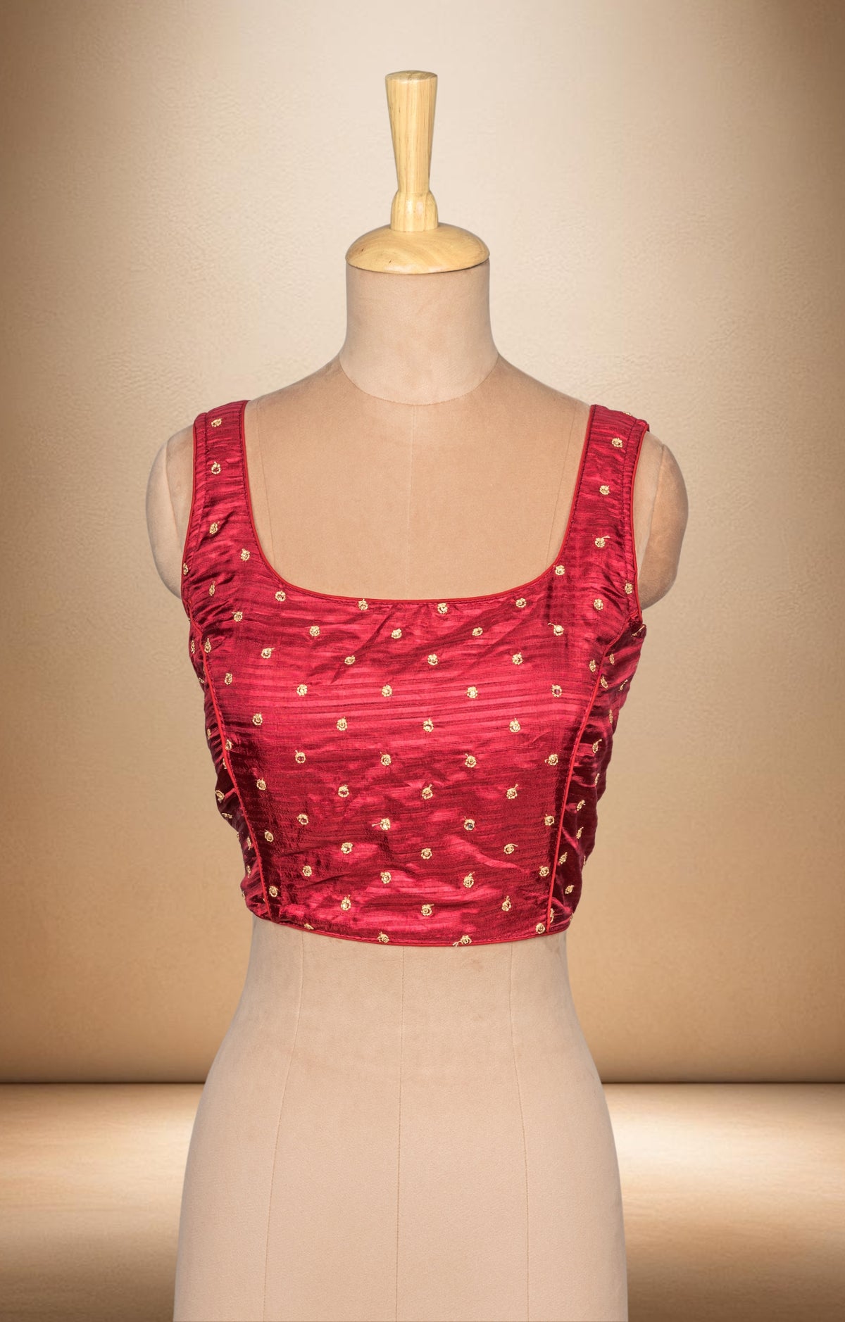 Maroon with Gold Embroidered Blouse