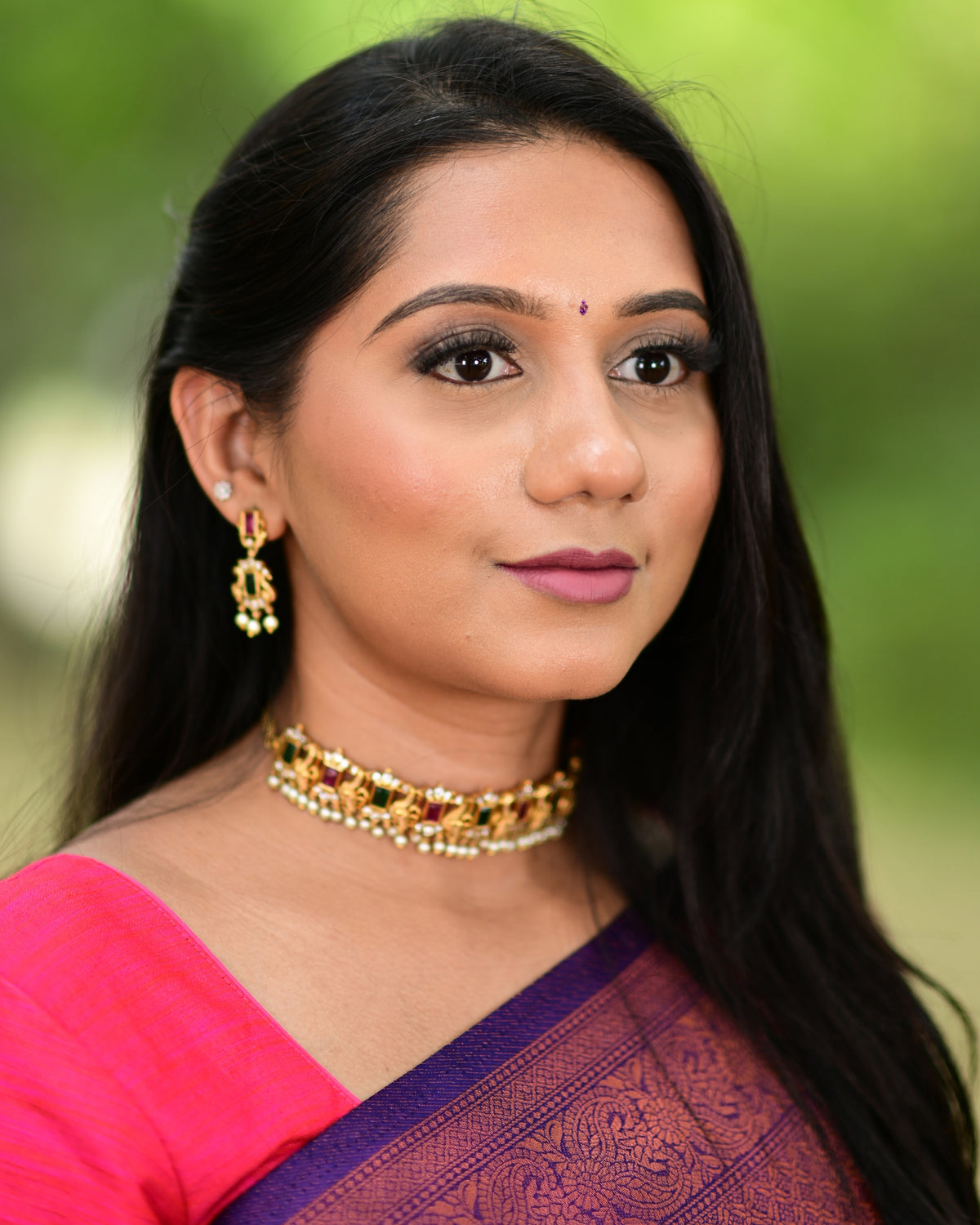 Hridya | Royal Choker Set in Peacock Design with Kundan Stone and Earrings