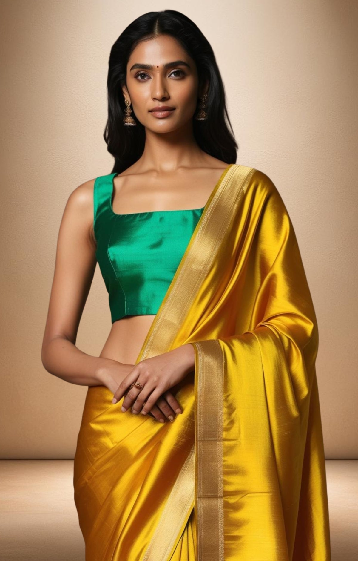 Green Raw Silk Blouse