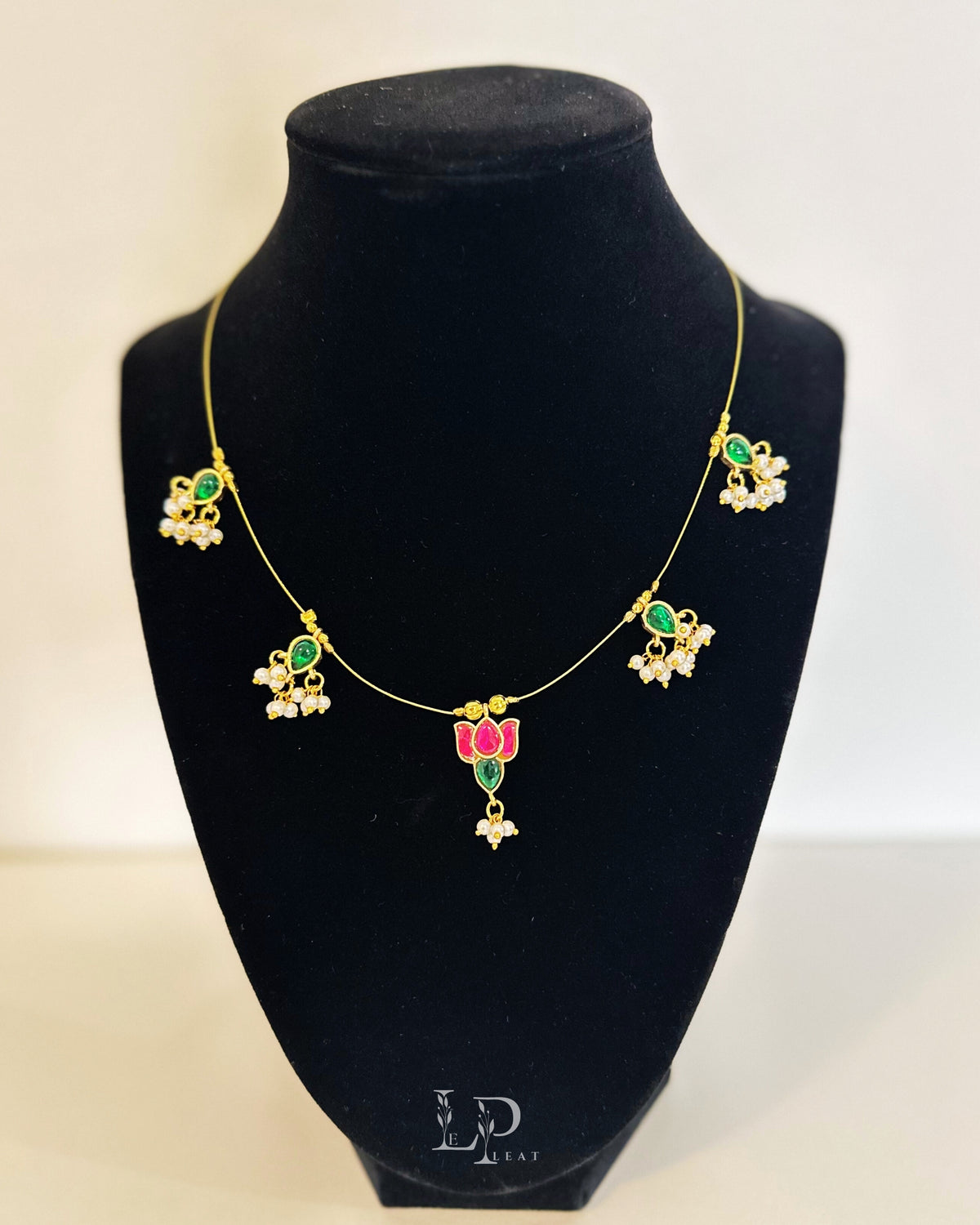 Arvi | Delicate Thin Necklace with Pink Lotus Pendant