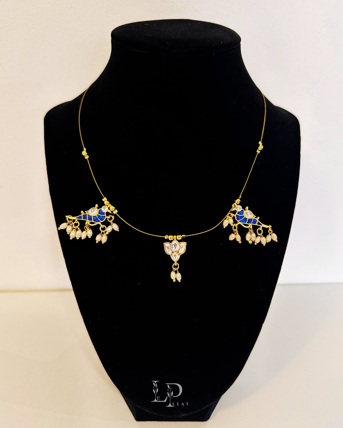 Tanvi | Delicate Thin Necklace with Lotus and Parrot Design