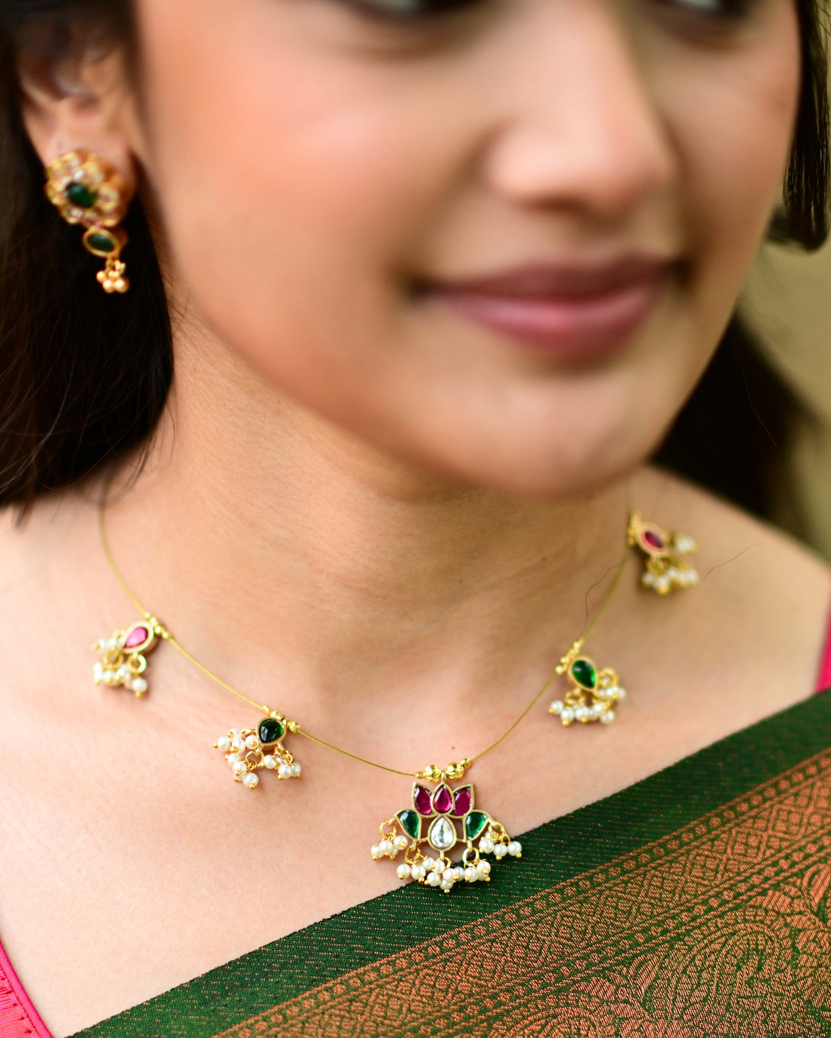 Amara | Delicate Thin Necklace with Lotus Pendant