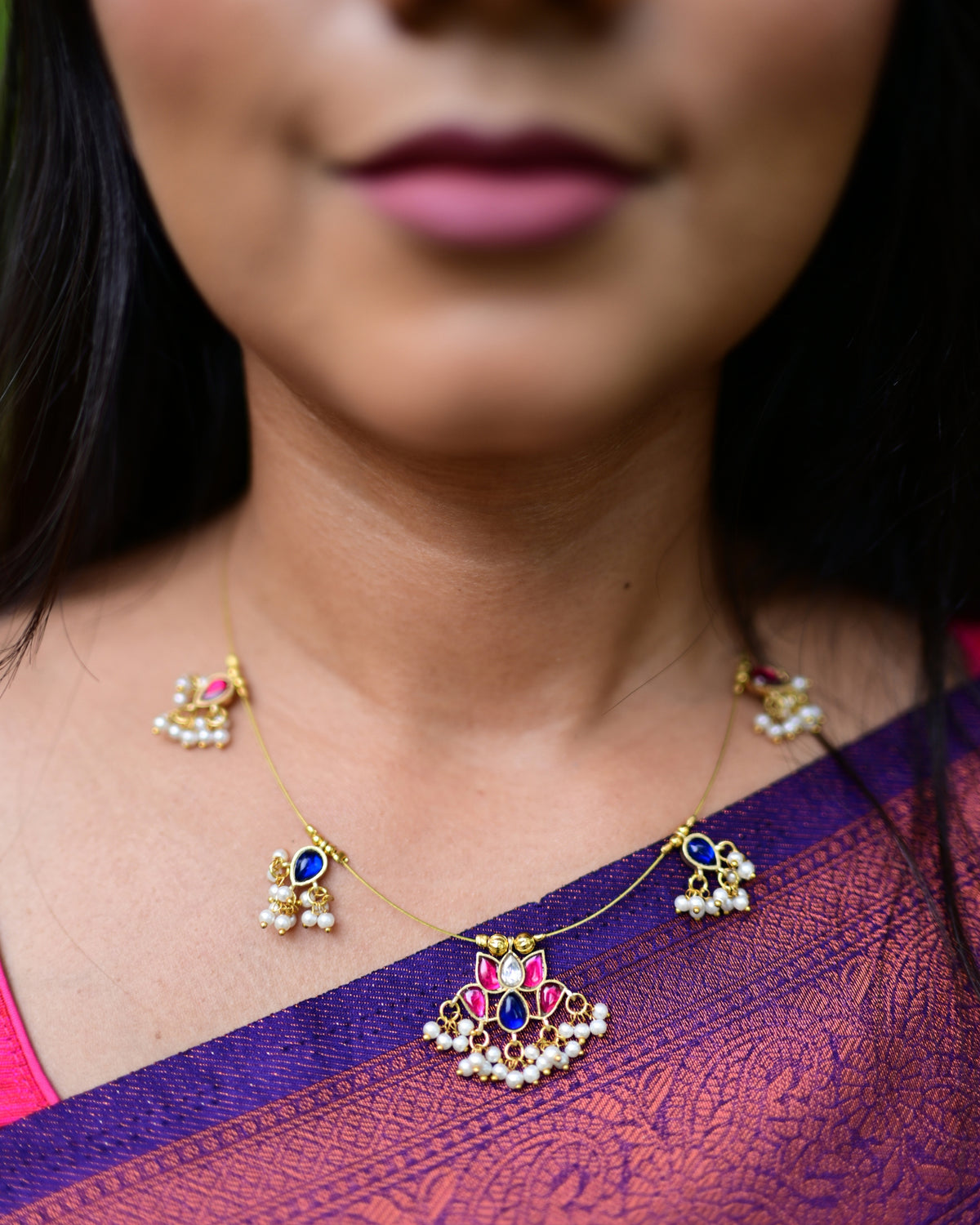 Tamara | Delicate Thin Necklace with Lotus Pendant