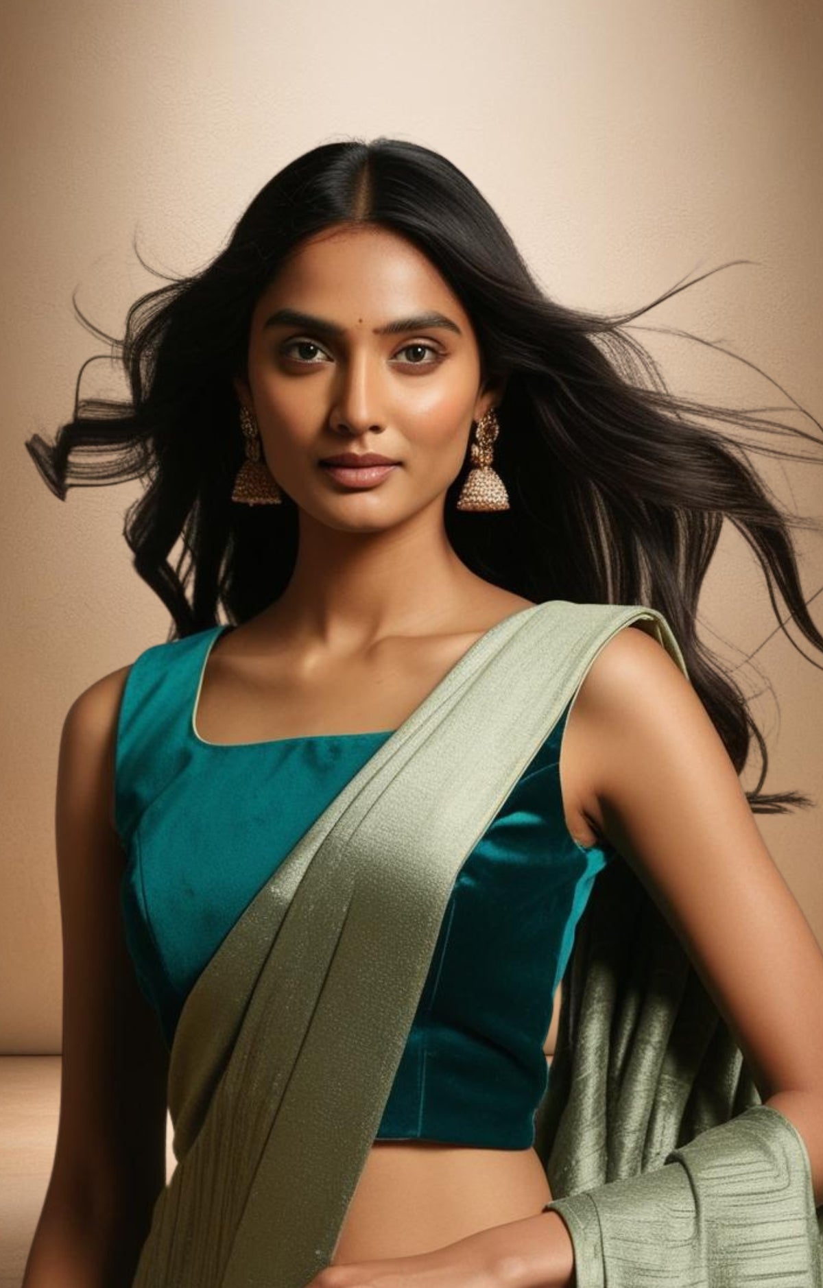 Green Velvet Blouse