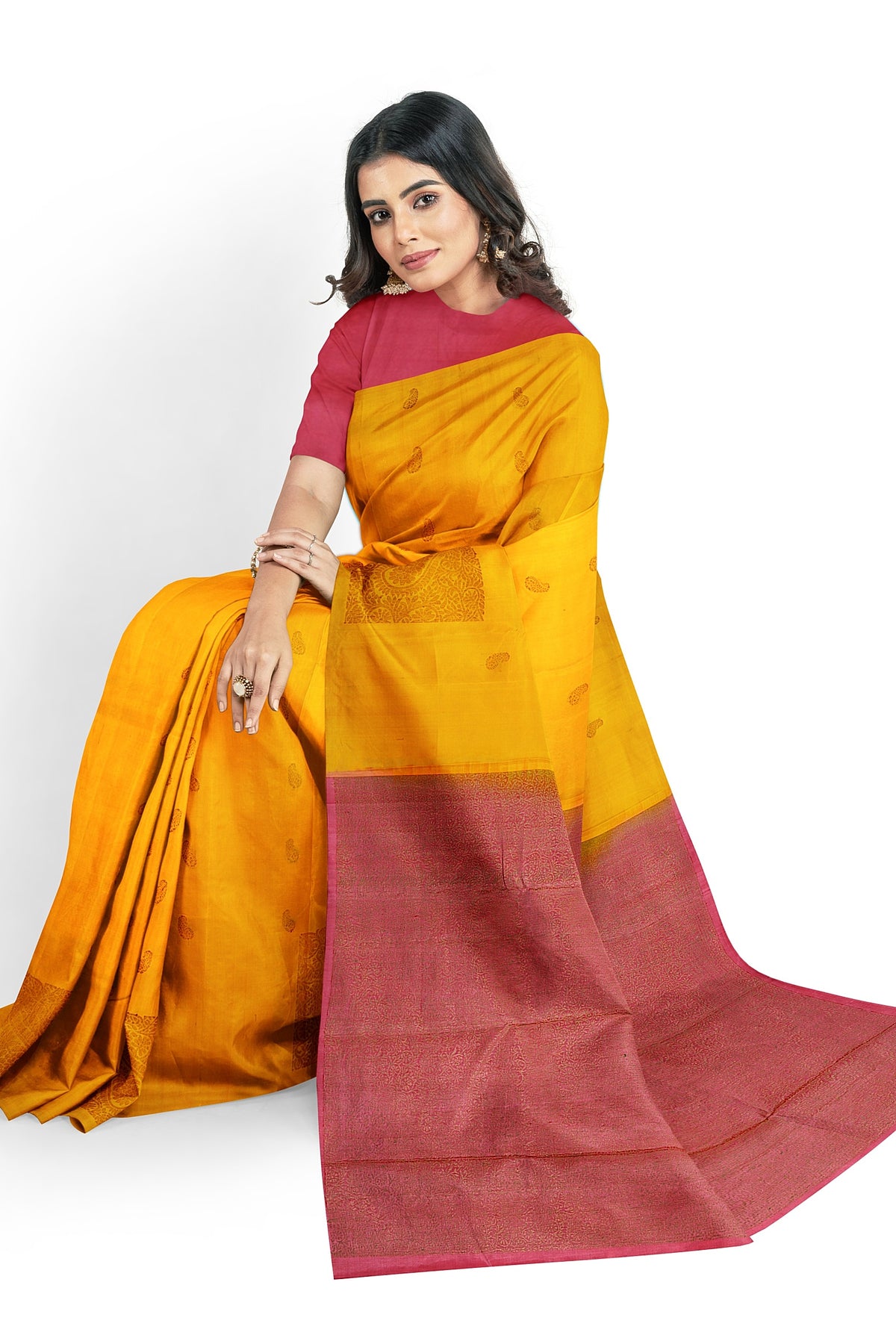Chrome Yellow Soft Silk Saree | Silk Mark Certified