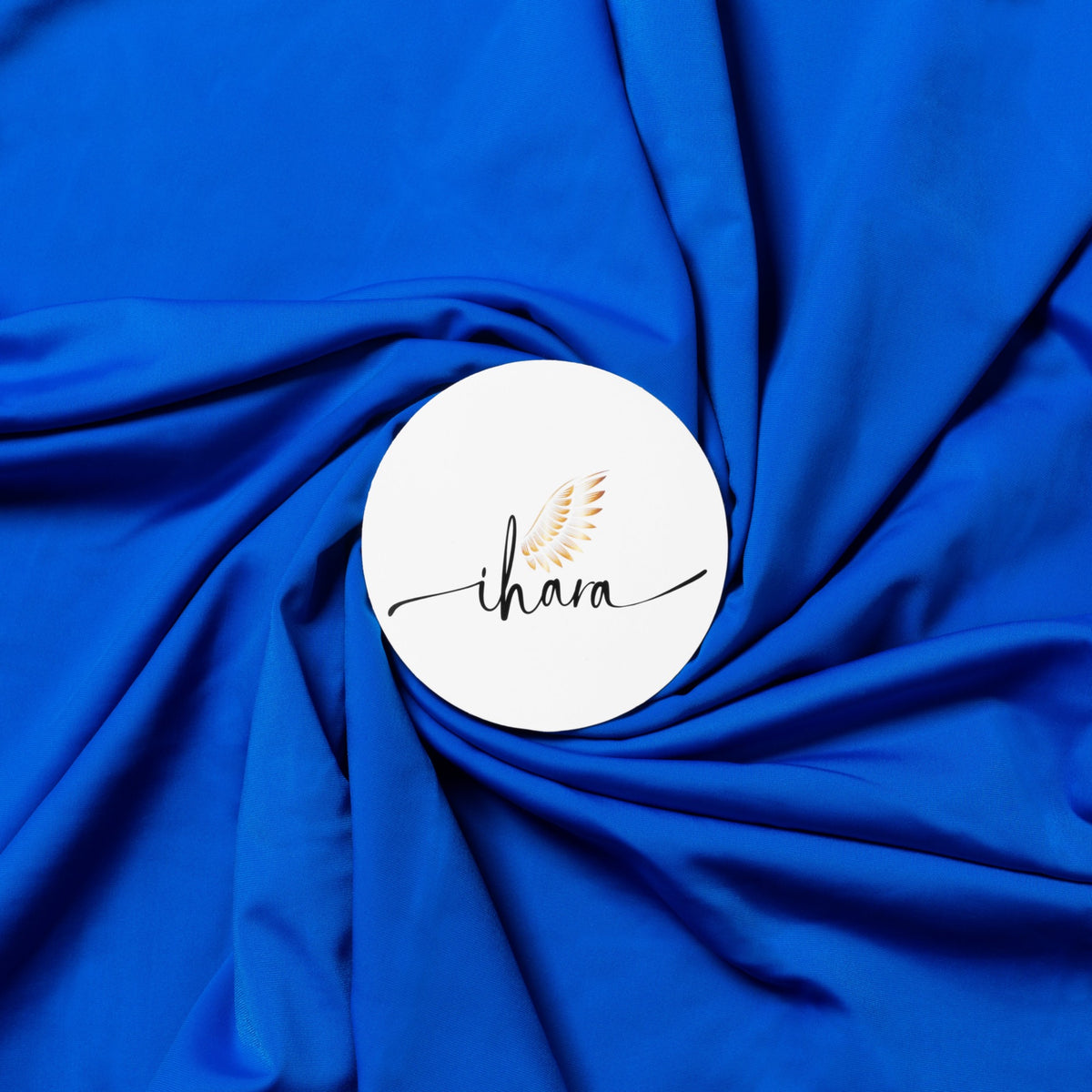A blend of nylon spandex knitted fabric material in dark blue color used to design Saree Shapers.