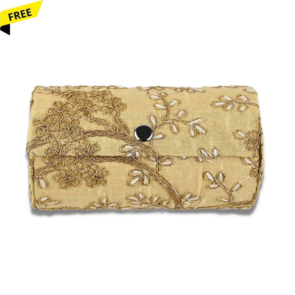 Silk thread bangle box with snap buttons  in beige color for a safe storage of silk thread bangles.